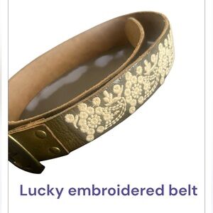 Lucky Brand Embroidered Cream and Brown Belt